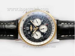 Breitling Navitimer Chronograph Automatic Two Tone Case with Black Dial-Number marking