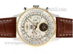 Breitling Navitimer Tourbillon Chronograph Automatic Two Tone Case with White Dial