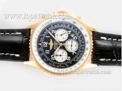 Breitling Navitimer Working Chronograph Gold Case with Black Dial-Number Marking