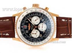 Breitling Navitimer Working Chronograph Rose Gold Case with Black Dial-Deployment Buckle