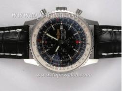 Breitling Navitimer World Chronograph Asia Valjoux 7750 Movement with Black Dial