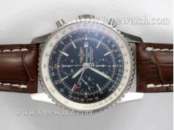 Breitling Navitimer World Chronograph Asia Valjoux 7750 Movement with Black Dial-Deployment Buckle