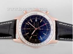 Breitling Navitimer World Chronograph Automatic Rose Gold Case with Black Dial-AR Coating