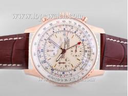 Breitling Navitimer World Chronograph Automatic Rose Gold Case with White Dial-AR Coating