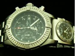 Breitling_Silver SS Band_Black Face_Silver Case_44mm