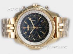 Breitling for Bentley Motors Chronograph Asia Valjoux 7750 Movement Full Gold with Black Dial