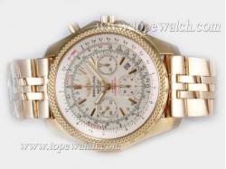 Breitling for Bentley Motors Chronograph Asia Valjoux 7750 Movement Full Gold with White Dial