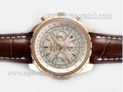 Breitling for Bentley Motors Chronograph Asia Valjoux 7750 Movement Gold Case with White Dial