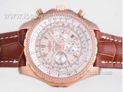 Breitling for Bentley Motors Chronograph Automatic Rose Gold Case with White Dial-Brown Leather Strap