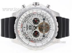 Breitling for Bentley Motors T Tourbillon Chronograph Automatic with White Dial-Rubber Strap