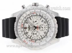 Breitling for Bentley Motors T Working Chronograph with White Dial-Rubber Strap