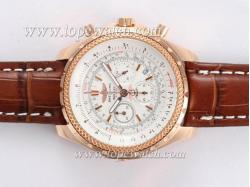 Breitling for Bentley Motors Working Chronograph Gold Casing with White Dial