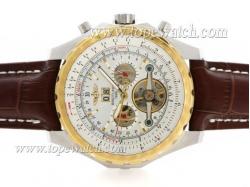 Breitling for Bentley Tourbillon Chronograph Automatic Two Tone Case with White Dial