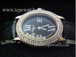 Chopard CP-046 021 BLACK HAPPY DIAMOND GOLD CASE BLACK