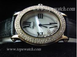 Chopard CP-047 021 WHITE HAPPY DIAMOND GOLD CASE 