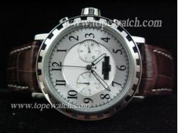 Dewitt DW-002 DW 001 WHITE CHRONO SS CASE AUTO BROWN LEATHER