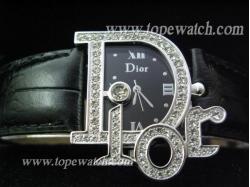 Dior DO-003 004 DIAMOND BEZEL BLACK WITH BLACK LEATGER