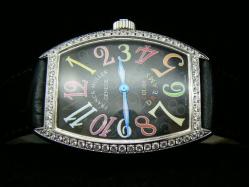 Franck Muller_Black Leather Band_Silver Case_Black Face_33x46mm_Quartz