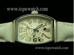 Franck Muller_White Leather Band_Silver Case_White Face