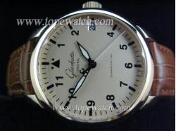 Glashutte GLT-007 ROSE GOLD CASE GOLD DIAL AUTO BROWN LEATHER