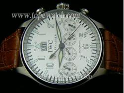 IWC IWC-014 CHRONO 017 BIG DATE LEATHER AUTOMATIC WHITE