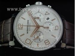 MB01008 MONT BLANC TIMEWALKER CHRONO WHITE FC A-7750 SILVER