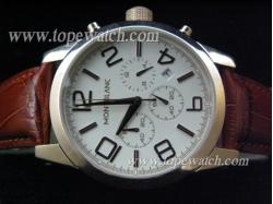 Mont Blanc MB-067 MB 034 WHITE GOLD CASE QUARTZ BROWN LEATHER