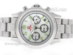 Omega Classic Working Chronograph MOP Dial with Green Markers S/S-Lady Size