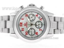 Omega Classic Working Chronograph MOP Dial with Red Markers S/S-Lady Size