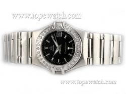 Omega Constellation Diamond Bezel with Black Dial