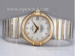 Omega Constellation Swiss ETA 2836 Movement Two Tone with Diamond Bezel and Marking