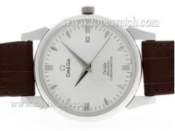 Omega De Ville Automatic with Silver Dial-Leather Strap