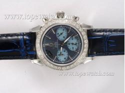 Omega De Ville Working Chronograph Diamond Bezel with Blue Dial-Lady Size