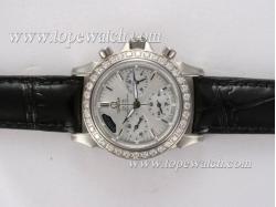 Omega De Ville Working Chronograph Diamond Bezel with White Dial-Lady Size