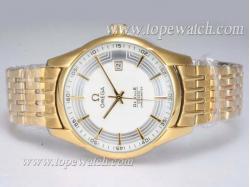 Omega Hour Vision See Thru Case Automatic Full Gold with White Dial