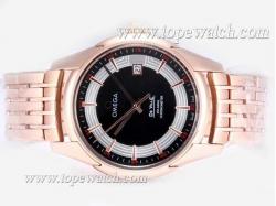 Omega Hour Vision See Thru Case Automatic Full Rose Gold with Black Dial