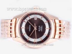 Omega Hour Vision See Thru Case Automatic Full Rose Gold with Brown Dial