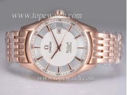 Omega Hour Vision See Thru Case Automatic Full Rose Gold with White Dial