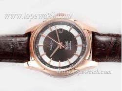 Omega Hour Vision See Thru Case  Automatic Rose Gold Case with Brown Dial