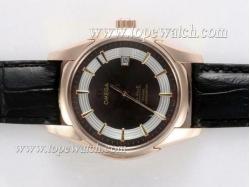 Omega Hour Vision See Thru Case Automatic Rose Gold Case with Brown Dial-Deployment Buckle