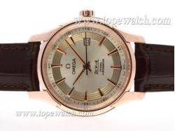 Omega Hour Vision See Thru Case Automatic Rose Gold Case with Silver Dial