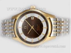 Omega Hour Vision See Thru Case  Automatic Two Tone with Brown Dial