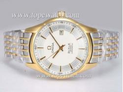 Omega Hour Vision See Thru Case Automatic Two Tone with White Dial