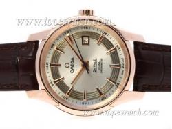 Omega Hour Vision See Thru Case Swiss ETA 2836 Movement Rose Gold Case with Silver Dial