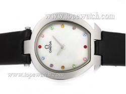 Omega Mania Diamond Markers with White Dial-Lady Size