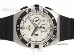 Omega Mission Hills Constellation Double Eagle Working Chronograph with White Dial-Rubber Strap