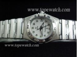 Omega OMG-127 OMG 003-1 WHITE SS CASE DIAMOND BAR QUARTZ