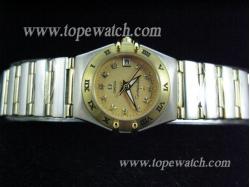 Omega OMG-129 OMG 004-1 GOLD SS CASE DIAMOND BAR QUARTZ