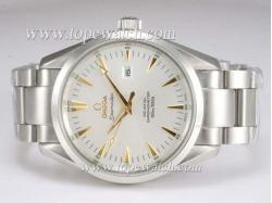 Omega Seamaster Aqua Terra Automatic Gold Marking with White Dial