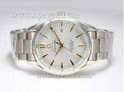 Omega Seamaster Aqua Terra Big Size Automatic Gold Markings with White Dial